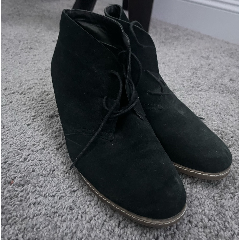 cute black laced up wedged boot